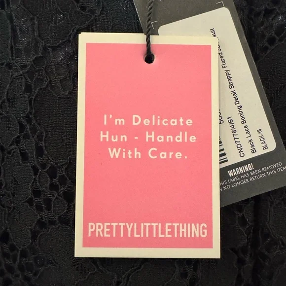 PrettyLittleThing Black Lace Jumpsuit Size 12 - Picture 6 of 14